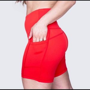 Feed Me Fight Me Women’s Basic Biker Shorts-Red Hot, XL